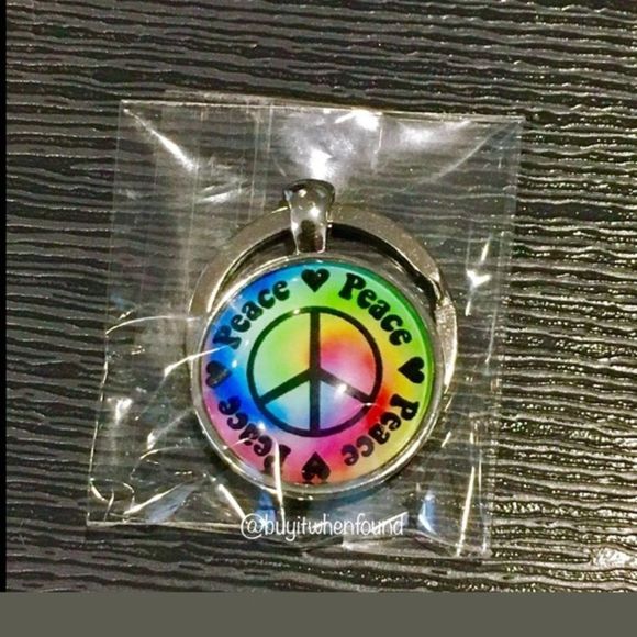 K Tie Dye Love Peace Cabochon Keychain - Picture 4 of 6